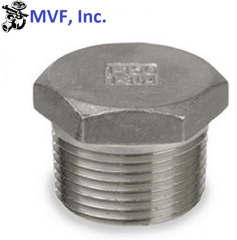 3/8″ 150# Threaded (NPT) Hex Head Plug 304 Stainless Steel Fitting SS130341304