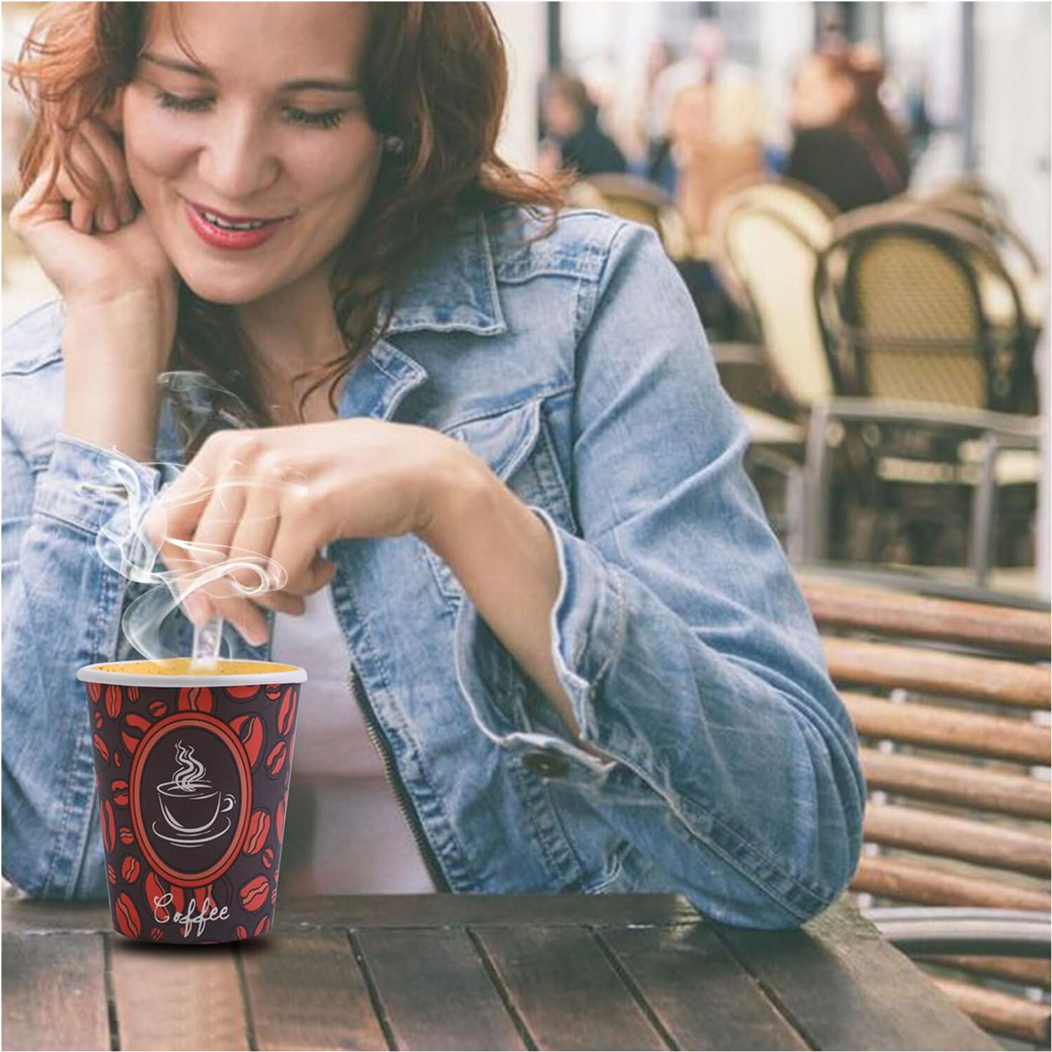 16oz Disposable Paper Cups Coffee Bean Design for Cold/Hot Drinking 50-1000 Pack