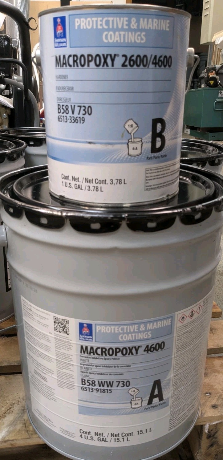 Sherwin Williams Macropoxy 4600 Epoxy Primer White Part A & B 5 gallon Kit DENTS