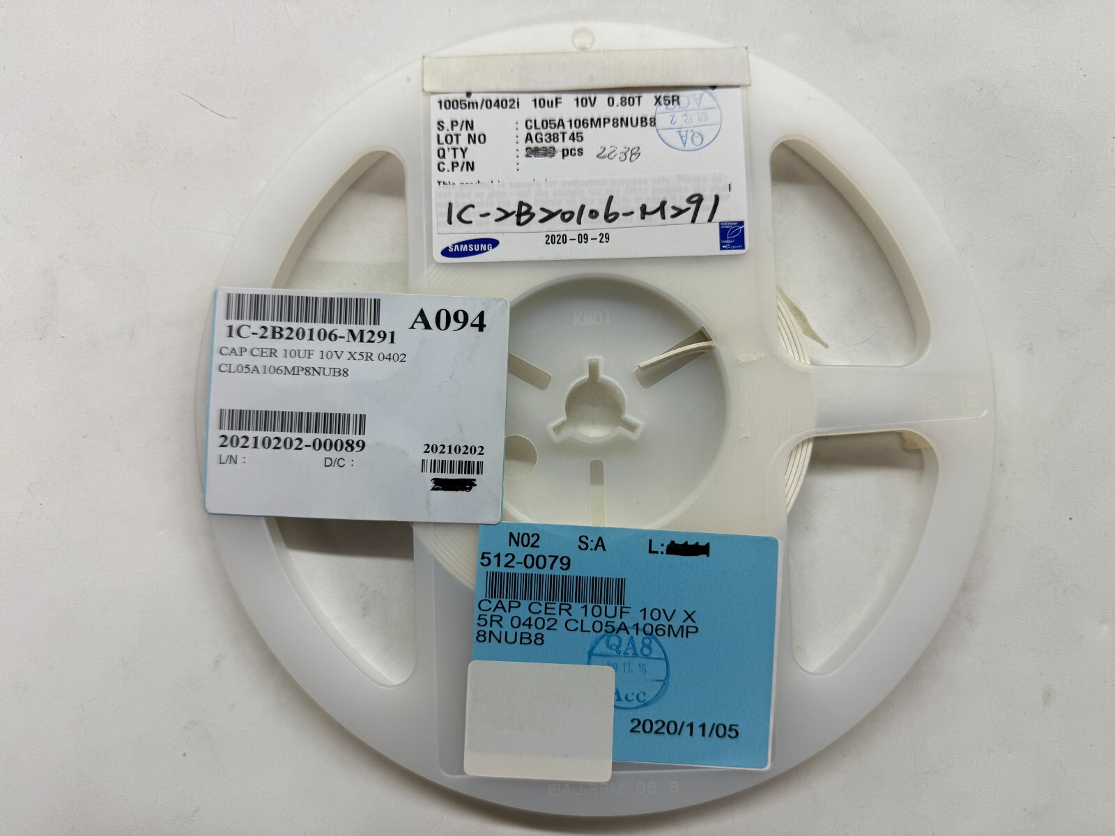 (188 PIECE REEL) CL05A106MP8NUB8, Cap Cer 10uF 10V X5R 20% Pad SMD 0402 85°C
