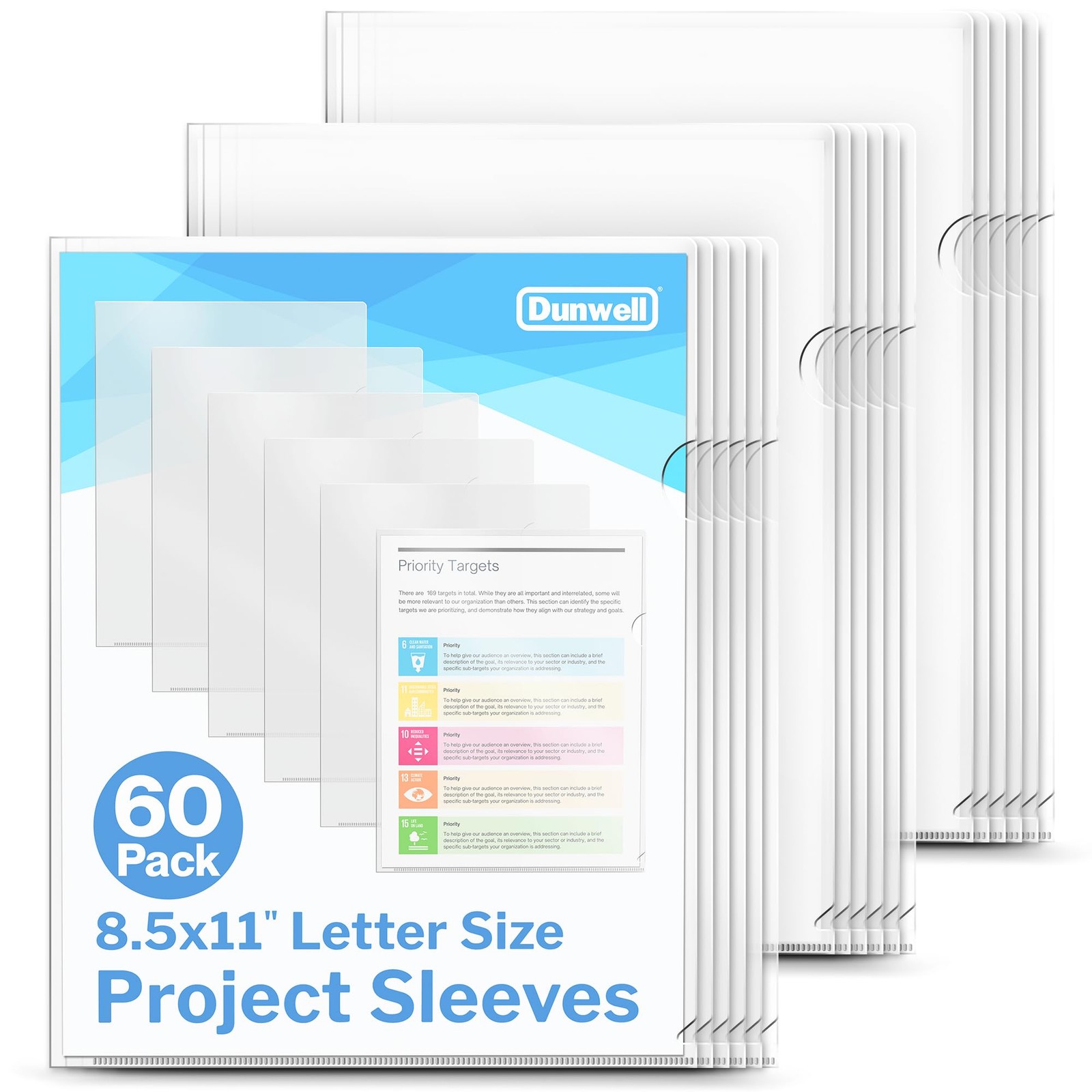 Clear Folders for Documents, Plastic 8.5×11 File Sleeves for Document Protect…