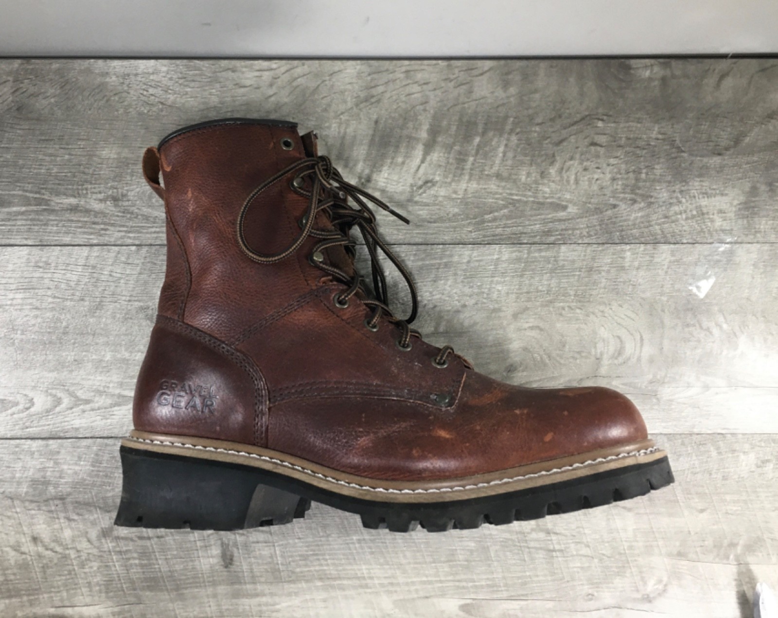 Gravel Gear Logger Soft Toe Brown Leather Work Workwear Mens Boots Size 11.5 D