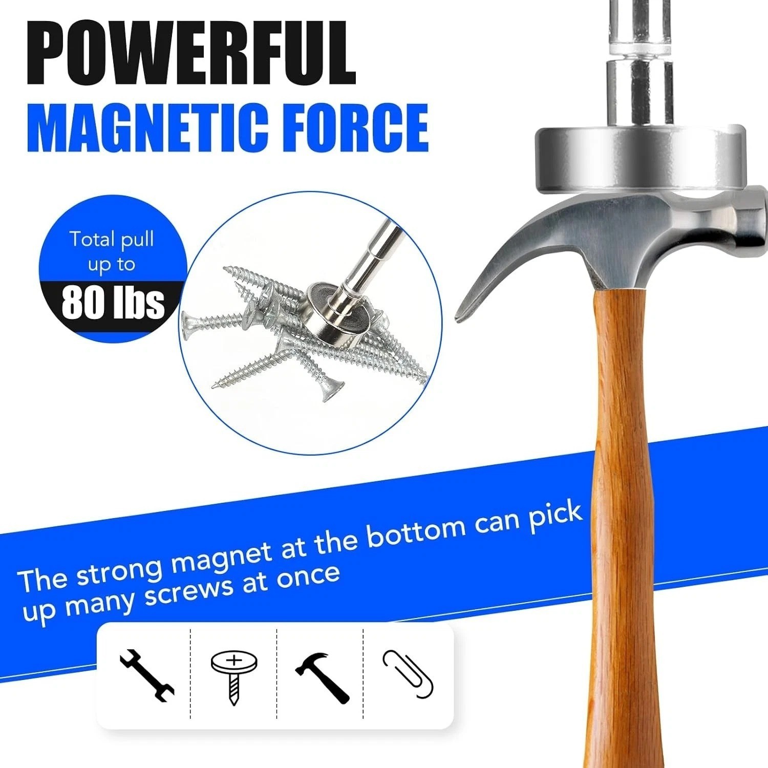 2PCS Magnetic Pickup Tool 30in Telescoping 40lb Pull Strong Magnet Stick Extenda