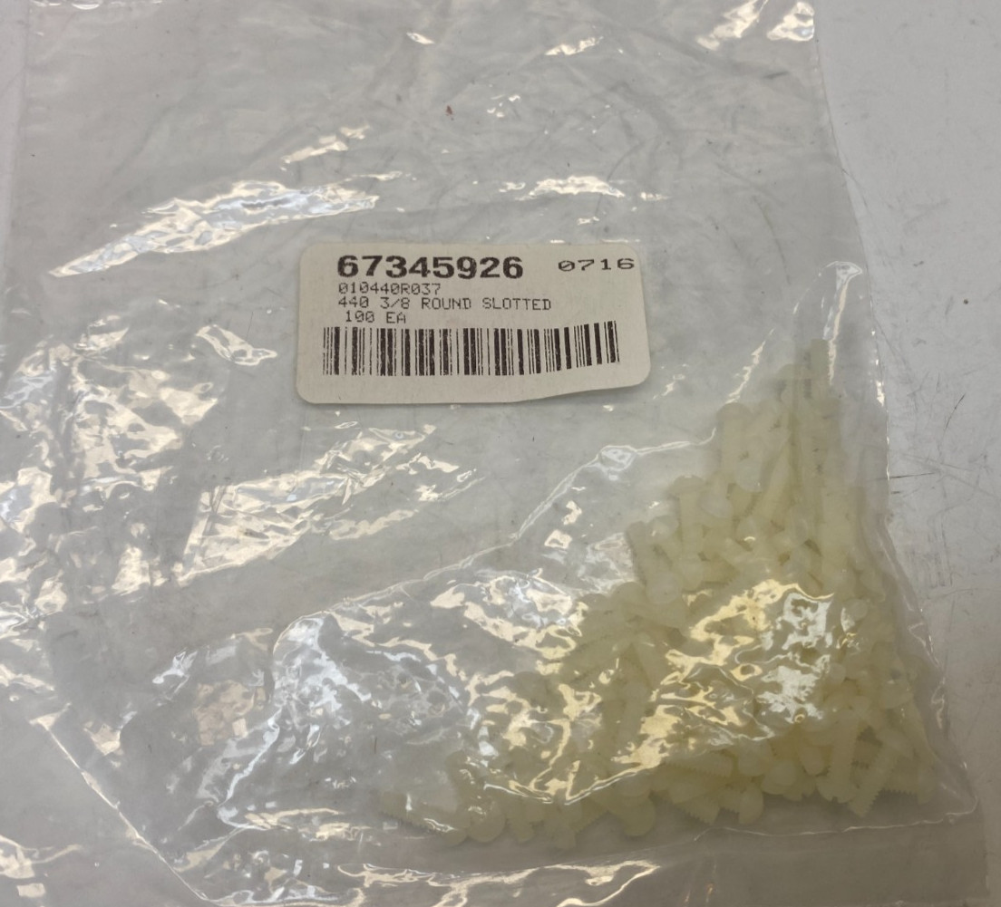 (Qty 100) #4-40 x 3/8″ Nylon Round Head Slotted Screw – Made in USA – Grade 6/6