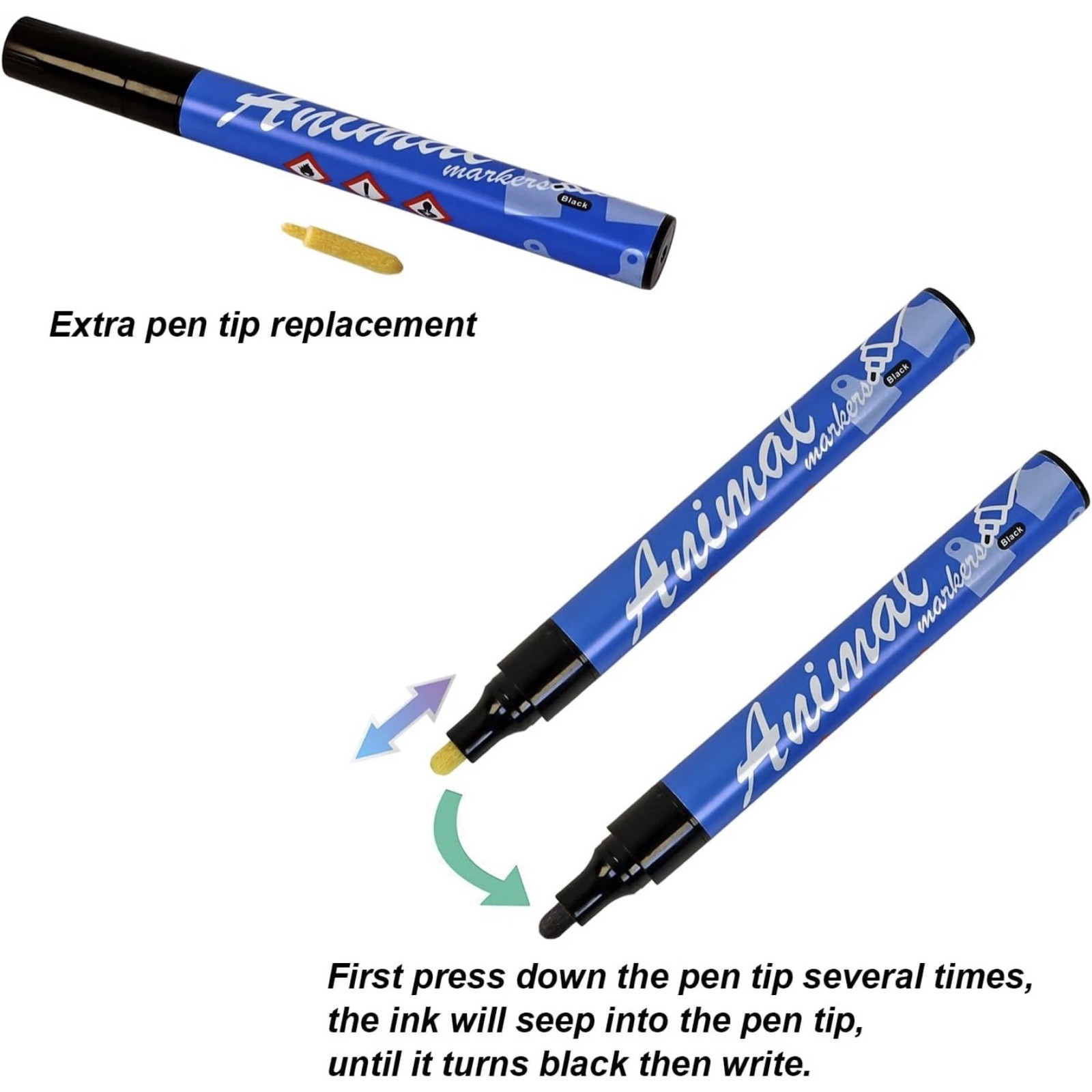6 PACK Ear Tag Marker Pen, Black, PERMANENT Special Ink LONG LASTING Livestock