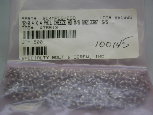 200 MS Specialty Bolt & Screw M2-0.4×4 Stainless Phillips Cheeze Head Screws