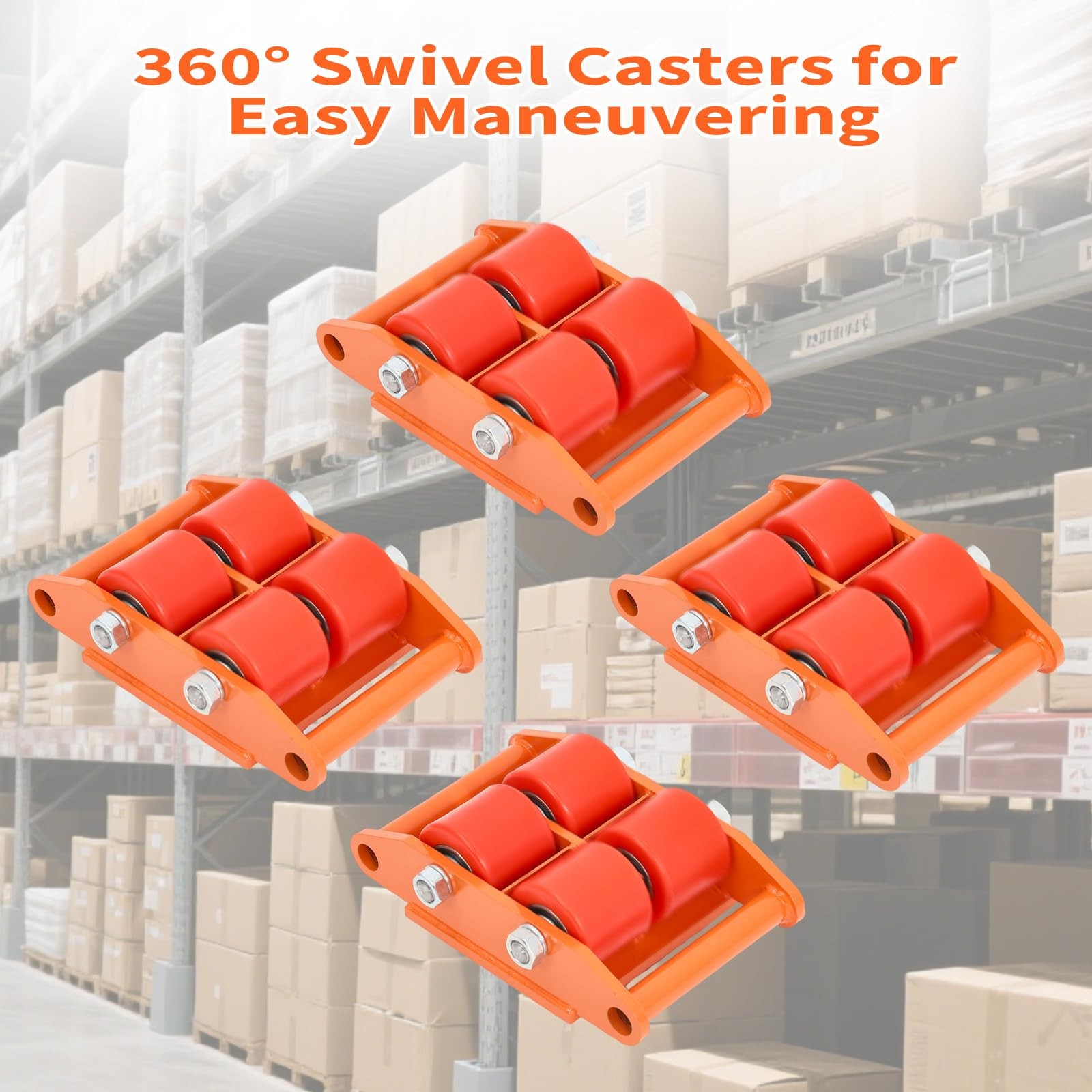4PCS 17637LBS/8T Machinery Movers Skate Dolly Heavy Duty 360° Rotation Rollers