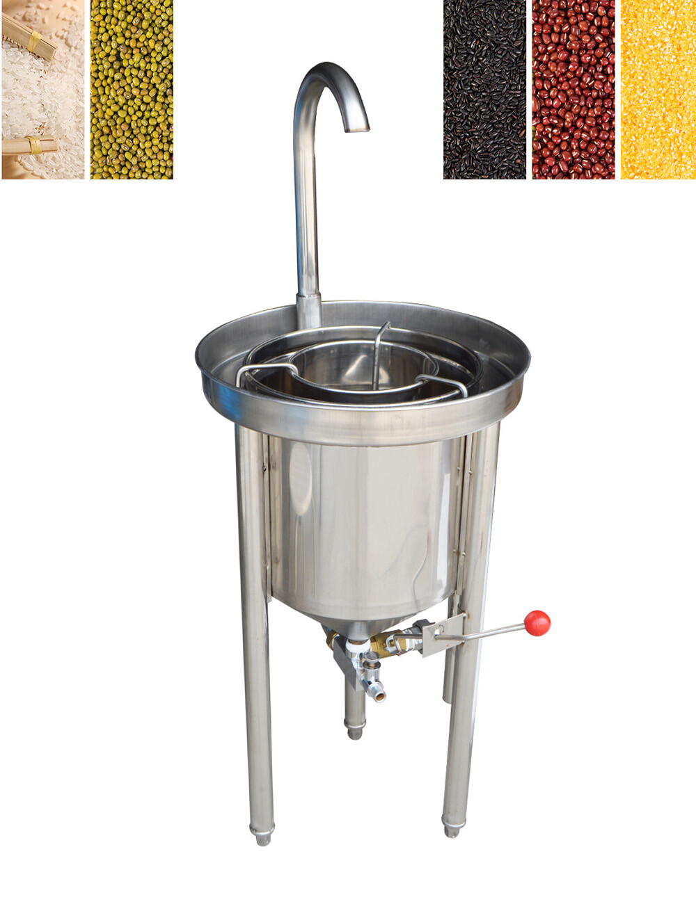 Commercial Kitchen Stainless Steel Rice Washer 44lbs/20kg Hydraulic Pressure