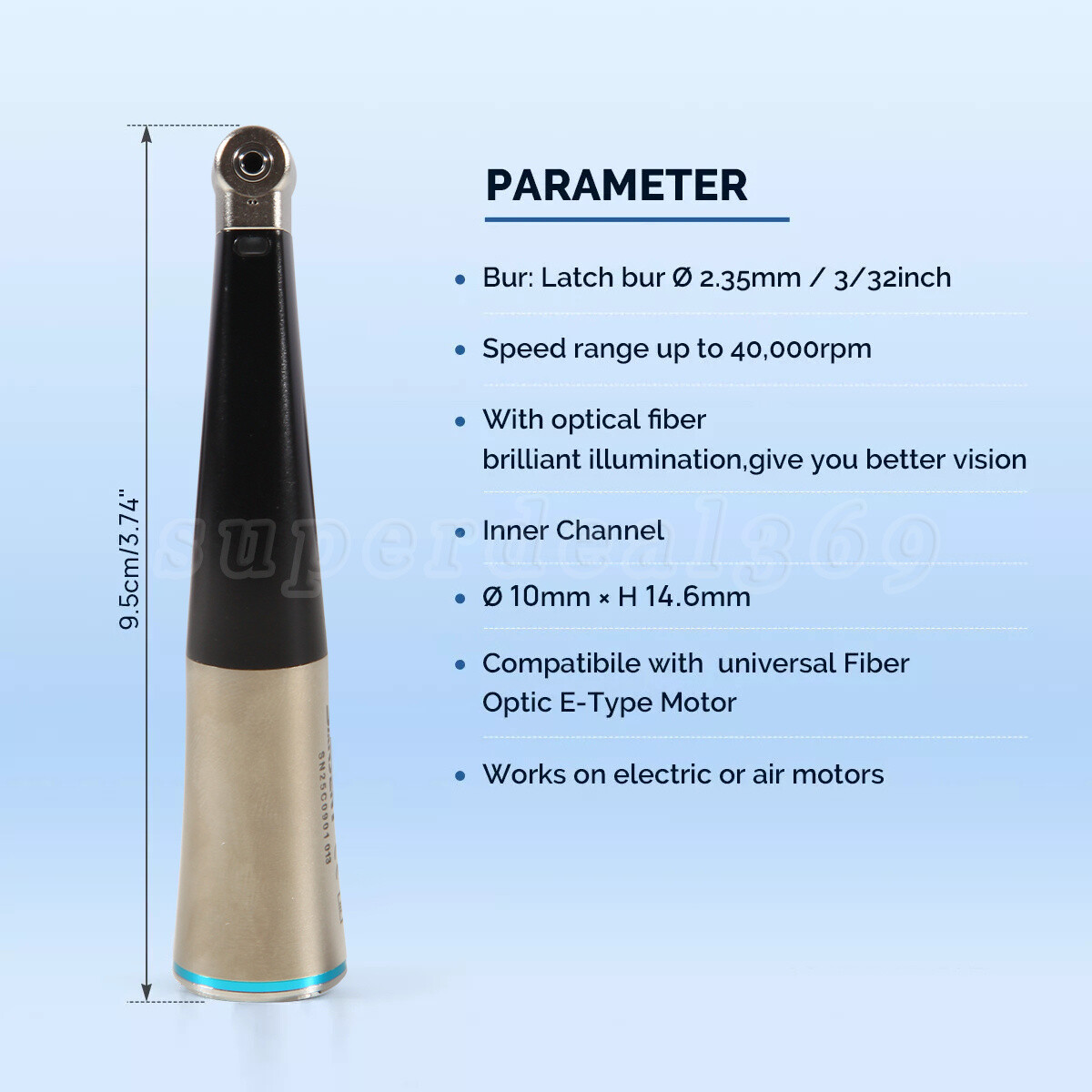 SANDENT Dental 1:1 Fiber Optic Contra Angle Low Speed Handpiece Inner Channel ns