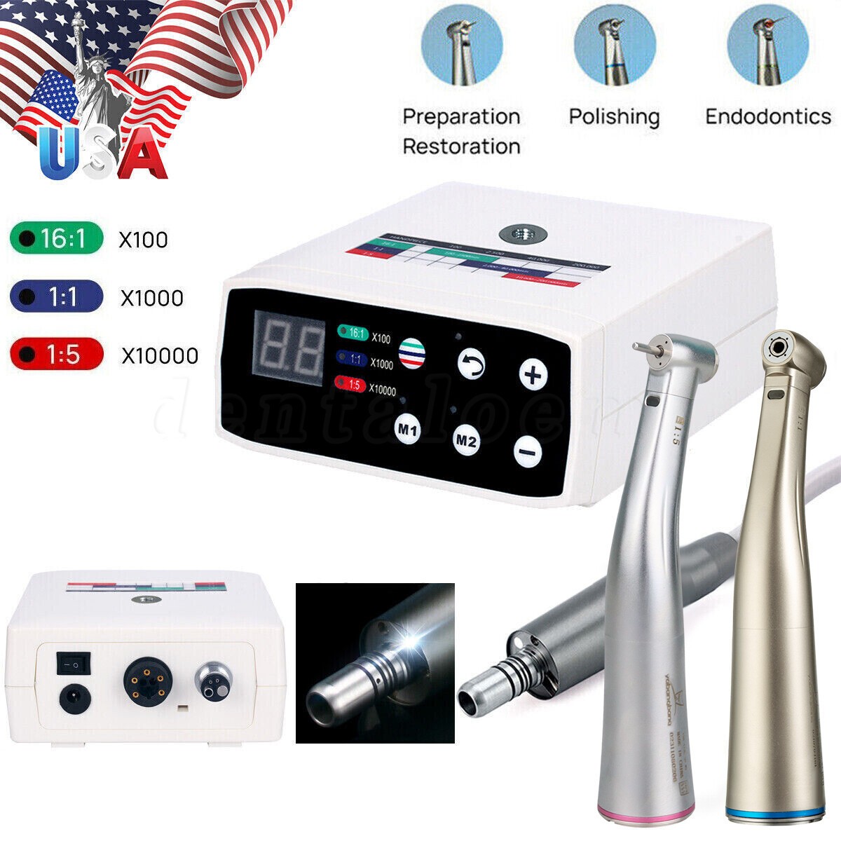 NSK Style Dental Brushless LED Electric Micro Motor 1:1/1:5 Increasing Handpiece