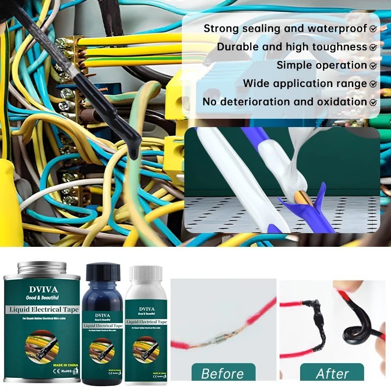 Waterproof Liquid Electrical Tape Insulating Wire Cable Repair Quick Dry Sealant