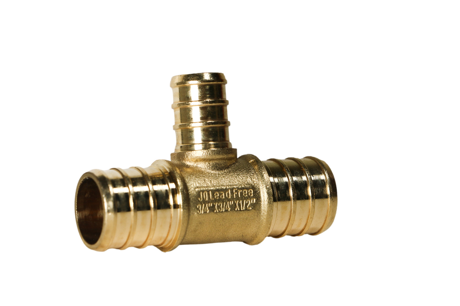 5 PCS. 3/4″ X 3/4″ X 1/2″ PEX TEE BRASS CRIMP FITTING, LEAD FREE, FOR PEX B PIPE