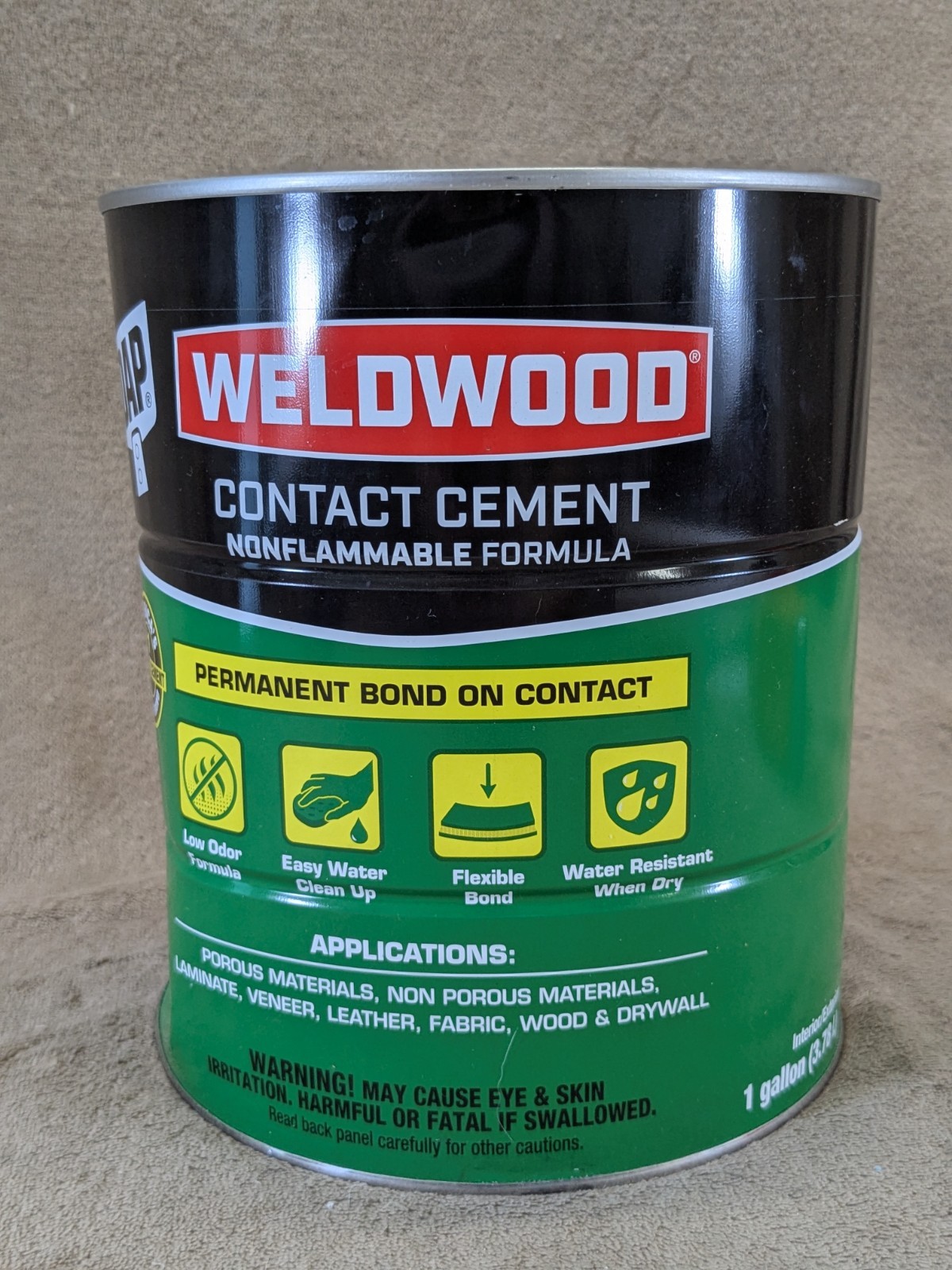 DAP Contact Cement Weldwood Nonflammable Gen Purpose 1 gal Can Natural DENTED