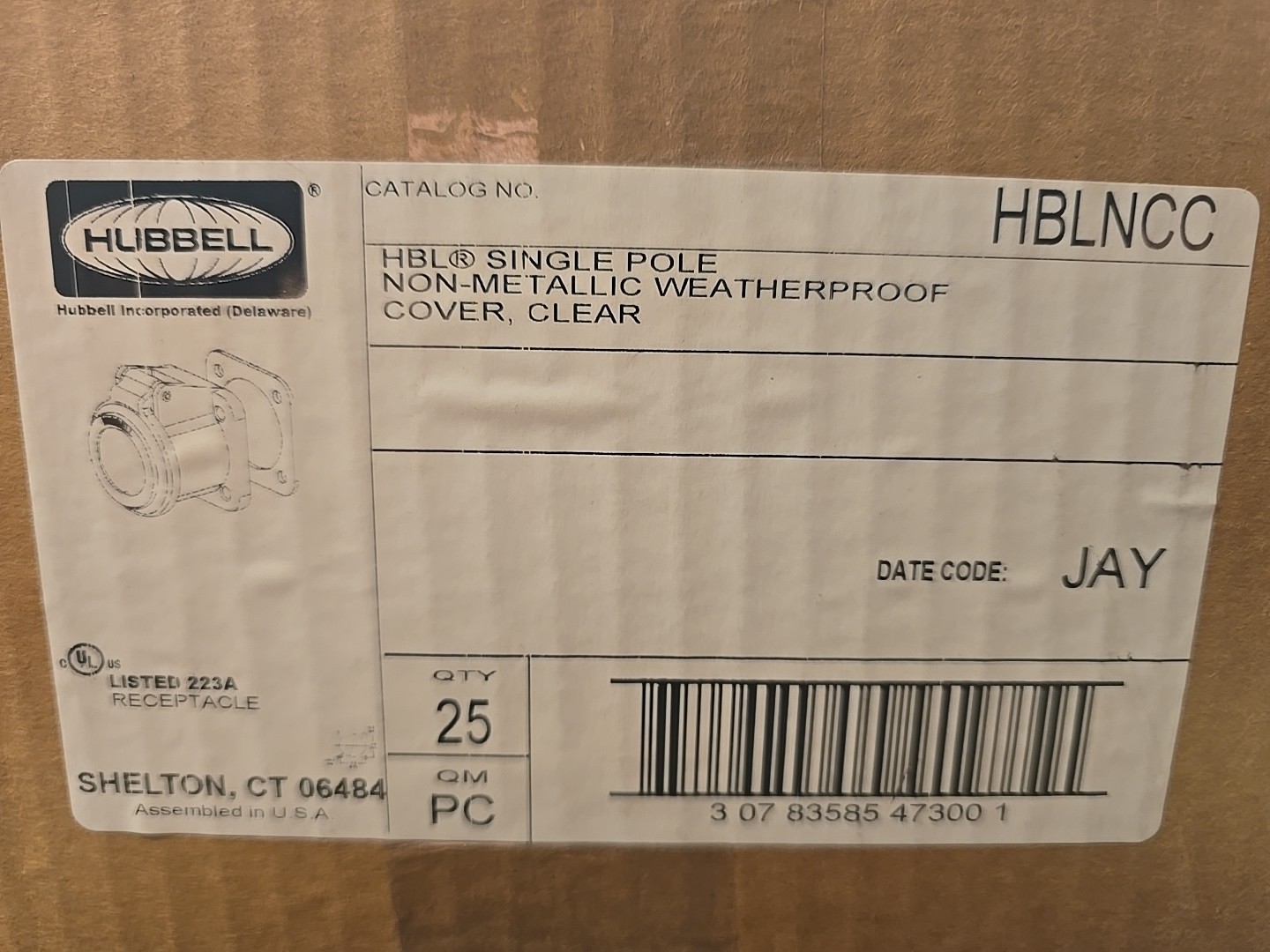 1 Case (25) NEW Hubbell HBLNCC Protective Lift Cover
