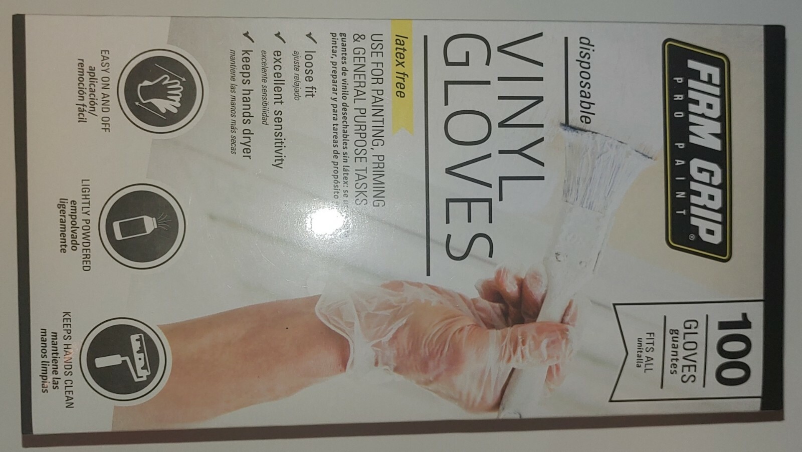Box of 100 Vinyl Disposable Gloves Latex Free Glove One Size Fits All