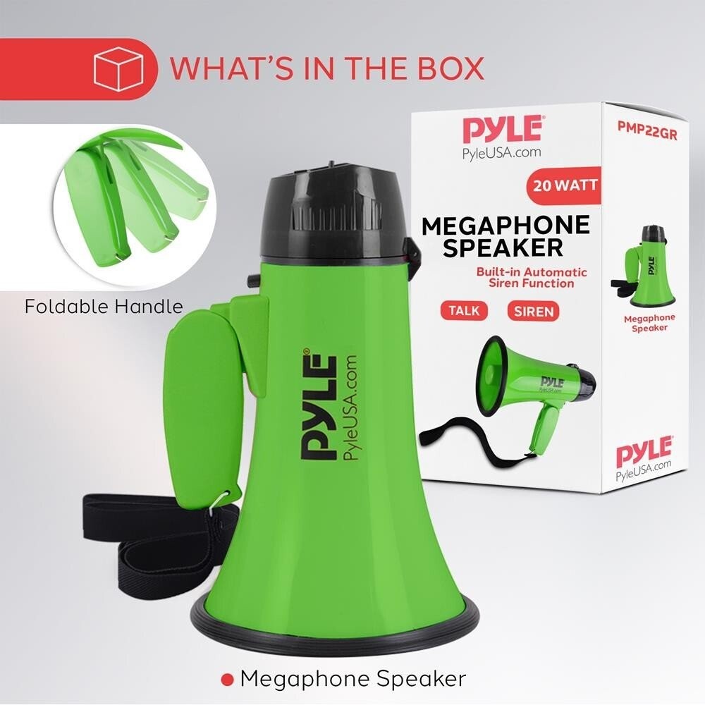 Pyle PMP22GR Compact & Portable Megaphone Speaker with Siren Alarm Mode