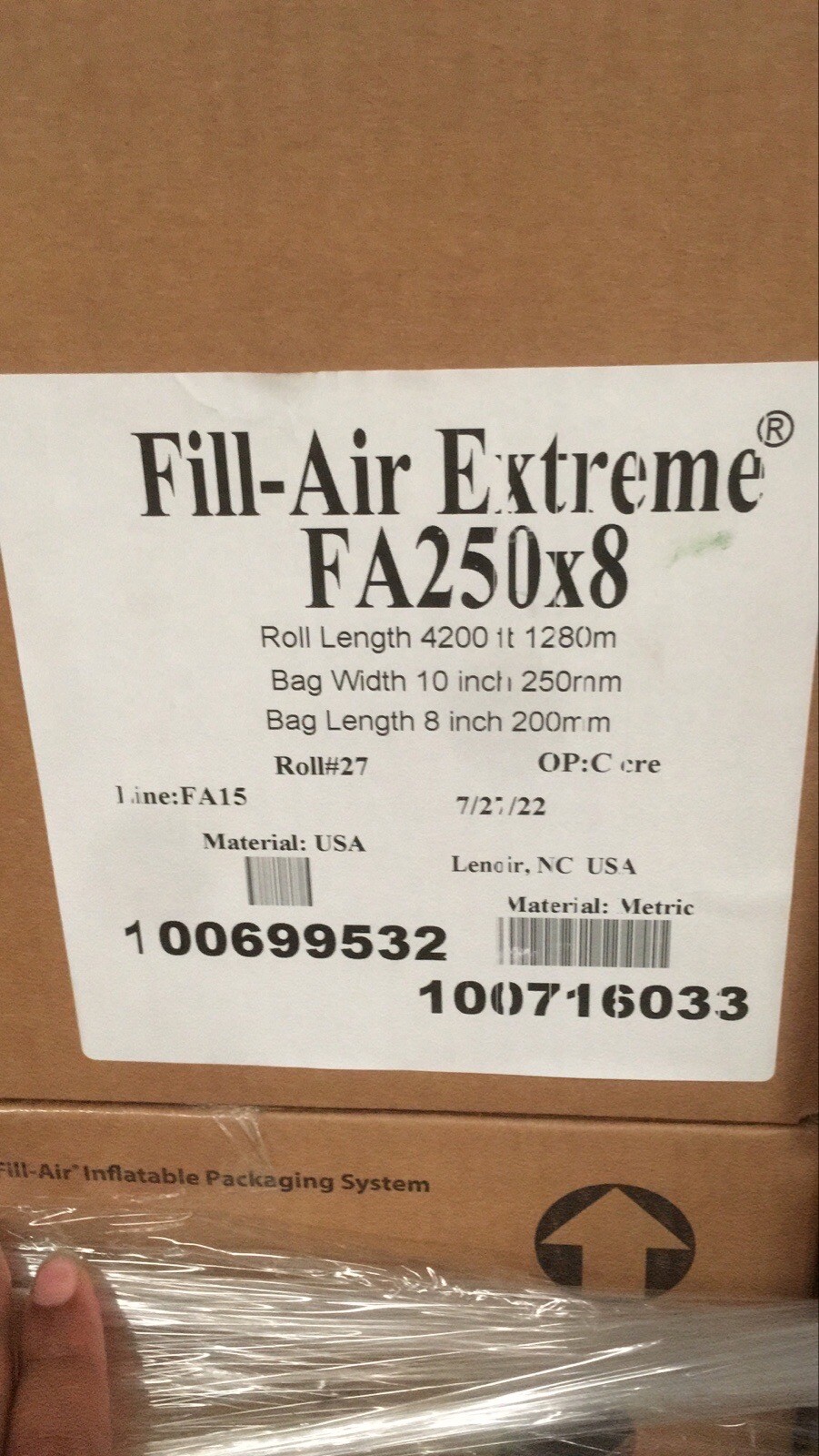 SEALED AIR 100699532 Fill Air Extreme Inflatable Packaging 4200′ X 10 X 8 NEW