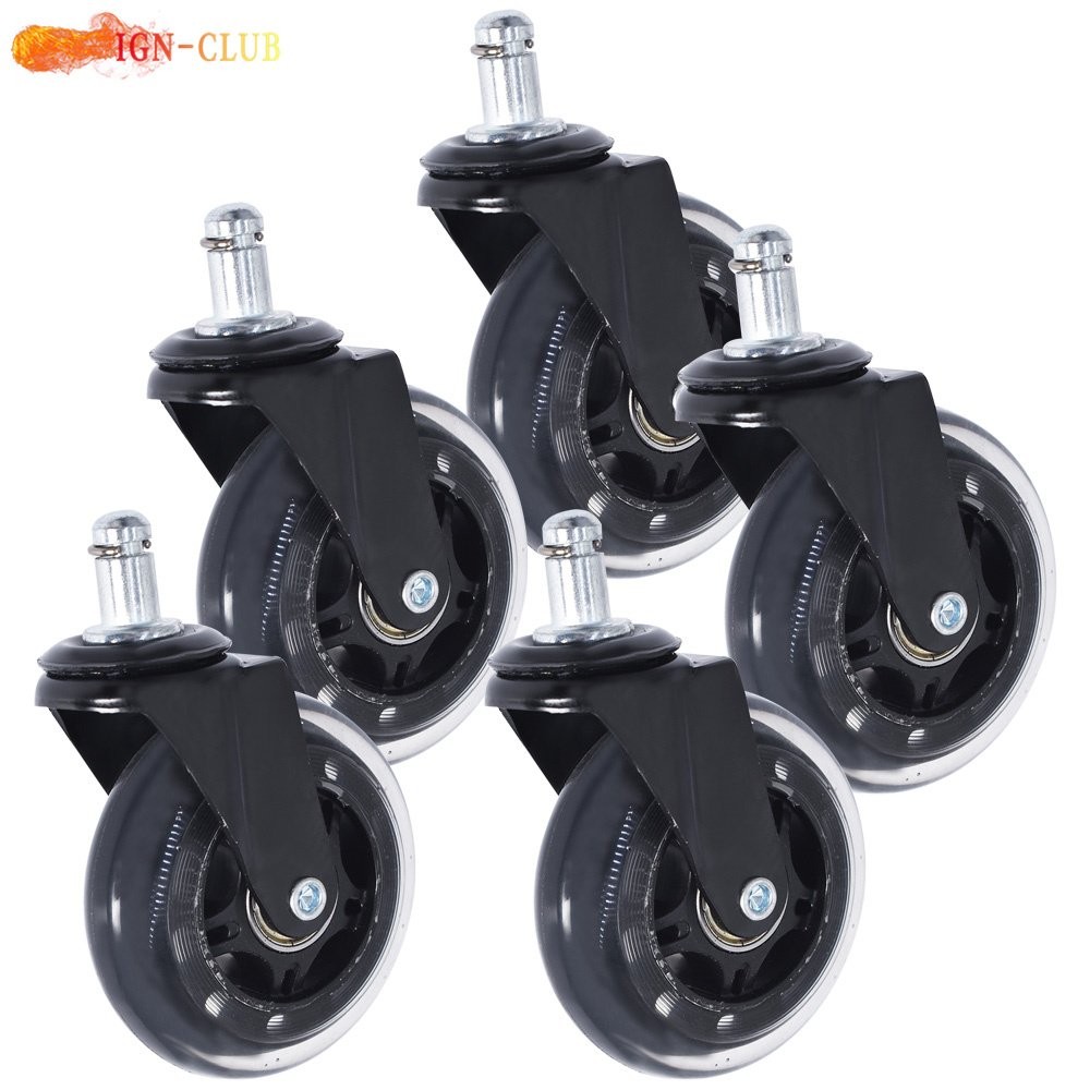 3 Inch Replace Office Chair Rubber Caster Wheel Swivel Wheels 5 Pieces