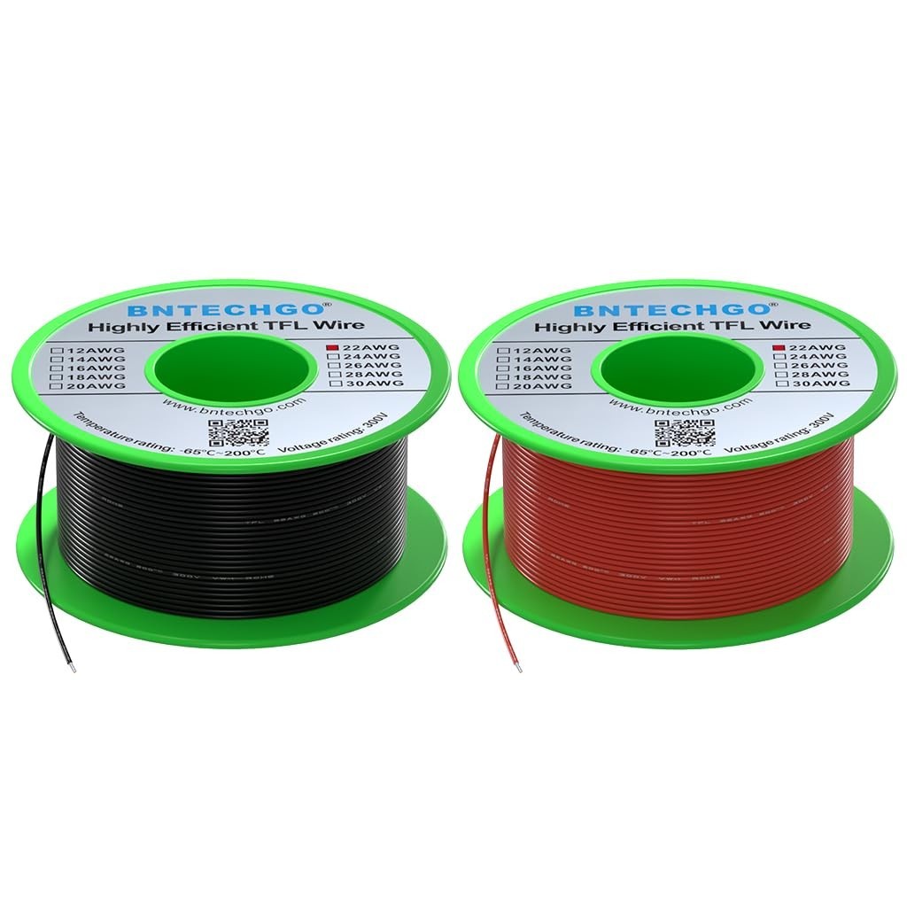22AWG FEP Teflon Coated Tin-Plated Copper Wire in 2 Color Each 50ft …