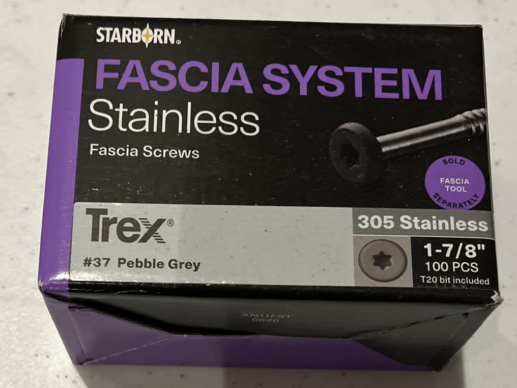 STARBORN Fascia System for TREX 1-7/8″ 305 Stainless Screws #37 Pebble Grey