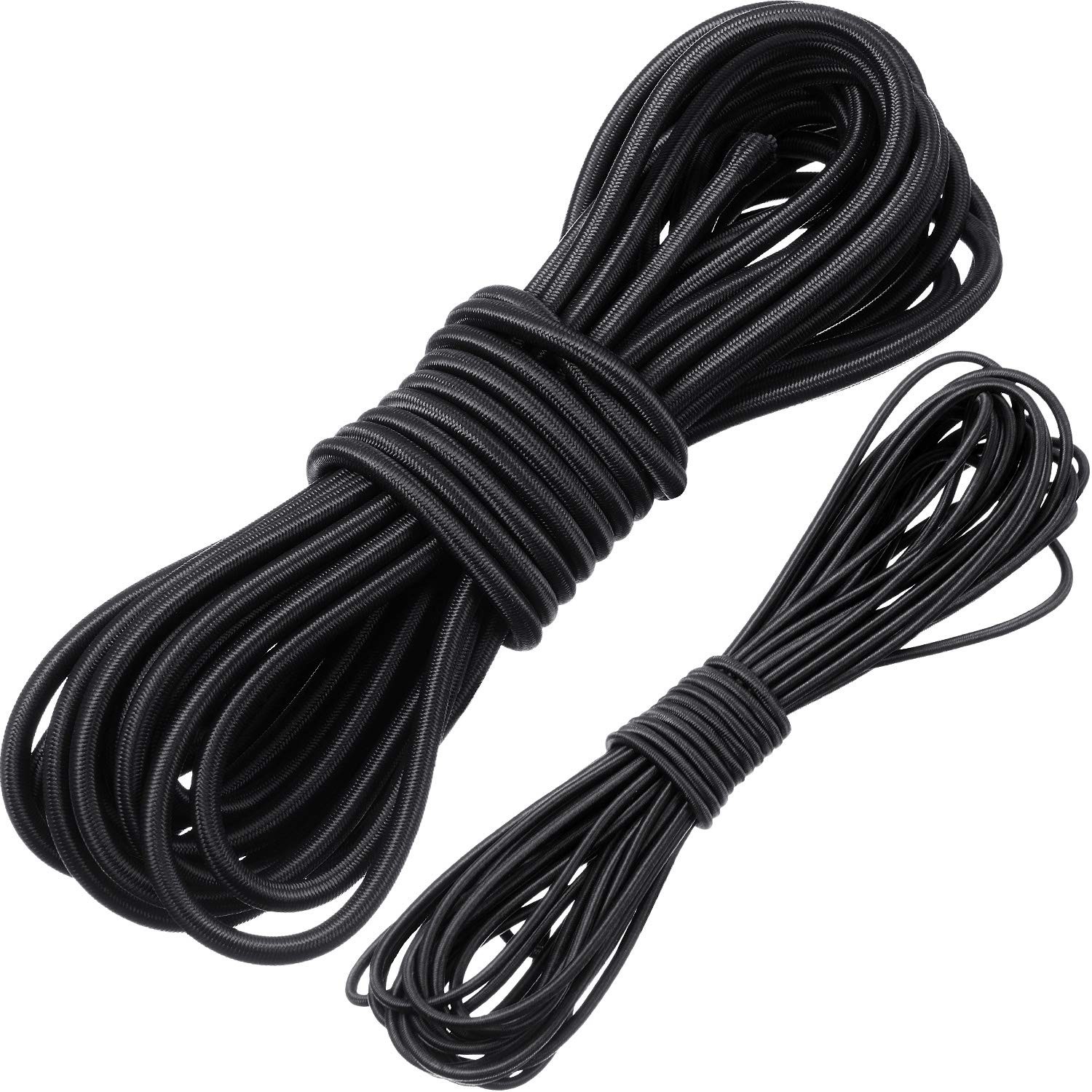 50FT Bungee Shock Cord Set 1/8 and 1/4 Inch Black