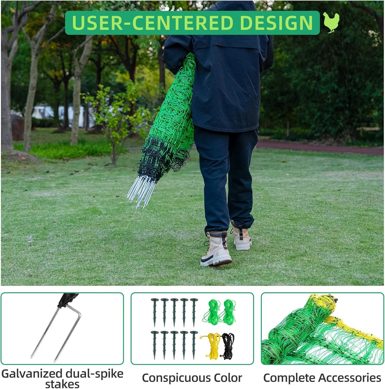 Farm Electric Poultry Netting Fence, 47.5″ H x 164′ L for Chickens, Ducks, Geese