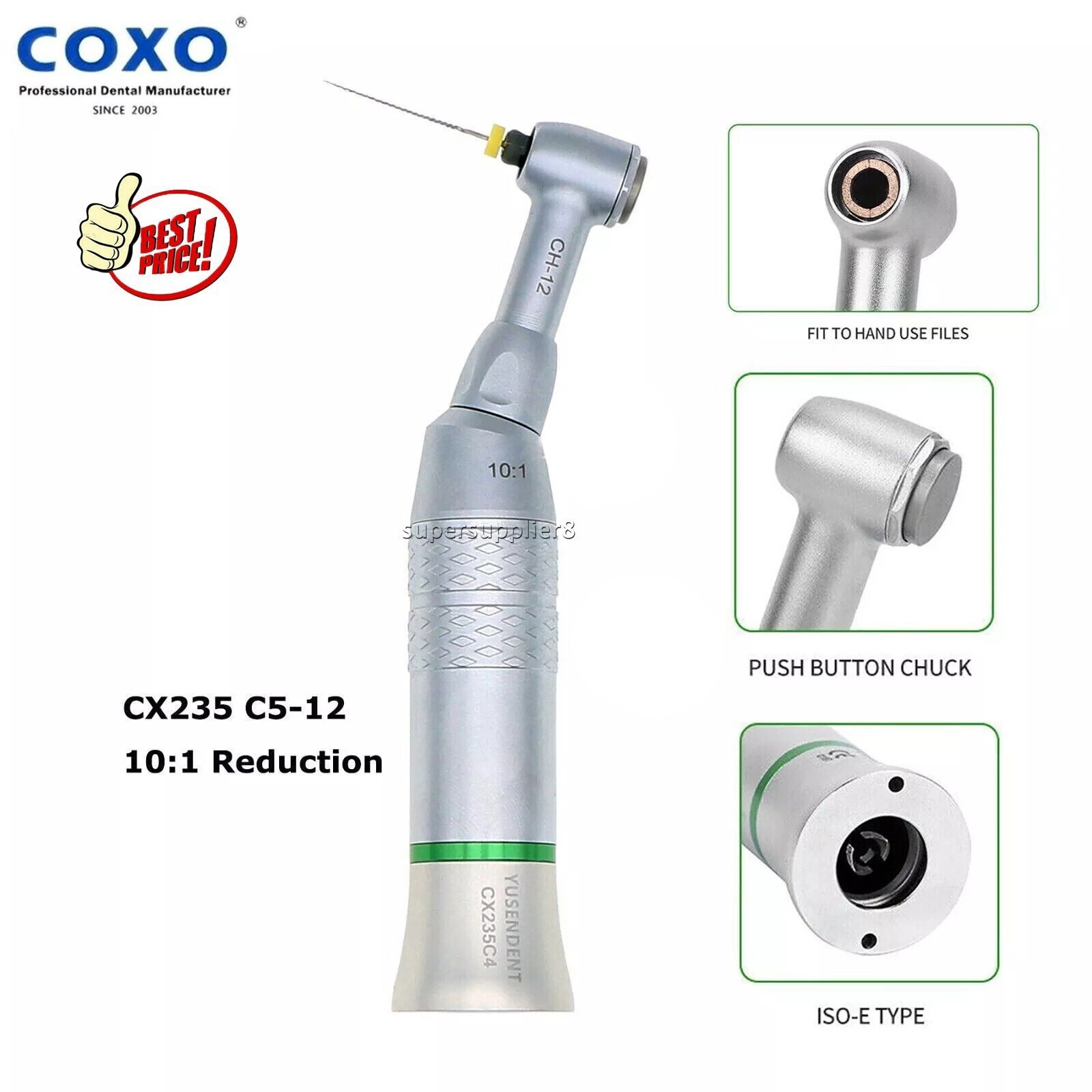 COXO Dental 10:1 Reduction Endo Contra Angle Handpiece 90° Reciprocate C5-12