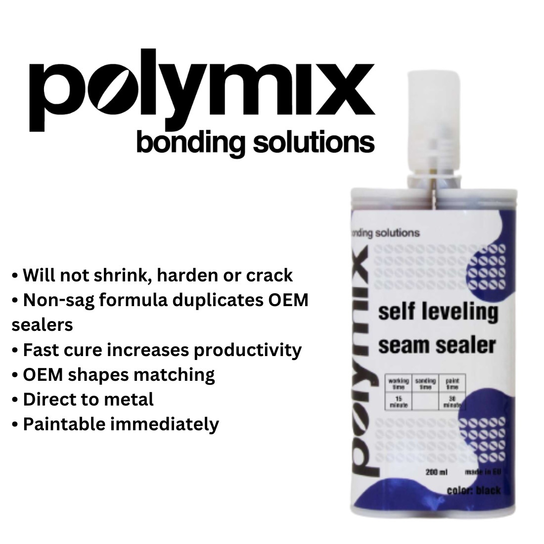 Polymix Self Leveling Automotive Seam Sealer Cartridge 200ml Color Beige