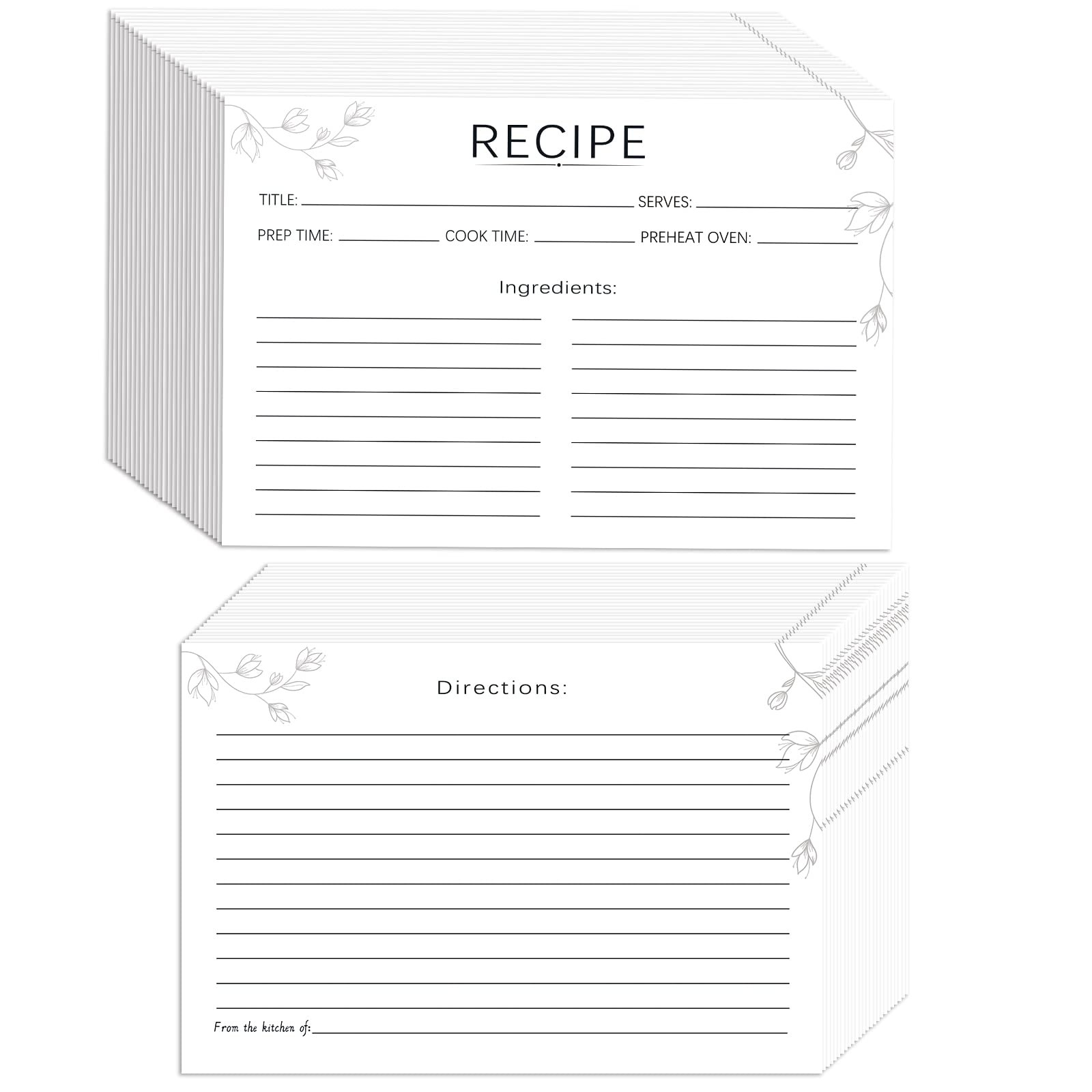 Recipe Cards Blank White Double Sided Bridal Showers Wedding 4×6 Inch 100 PCS