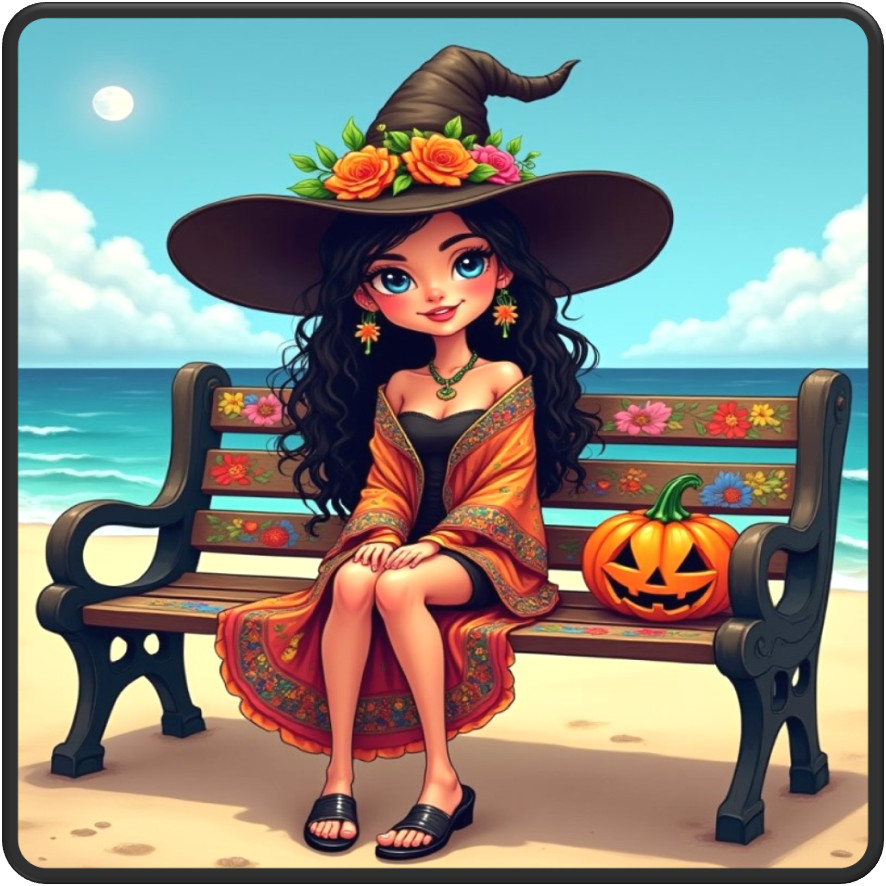 30 Custom Halloween Beach Witch Personalized Address Labels