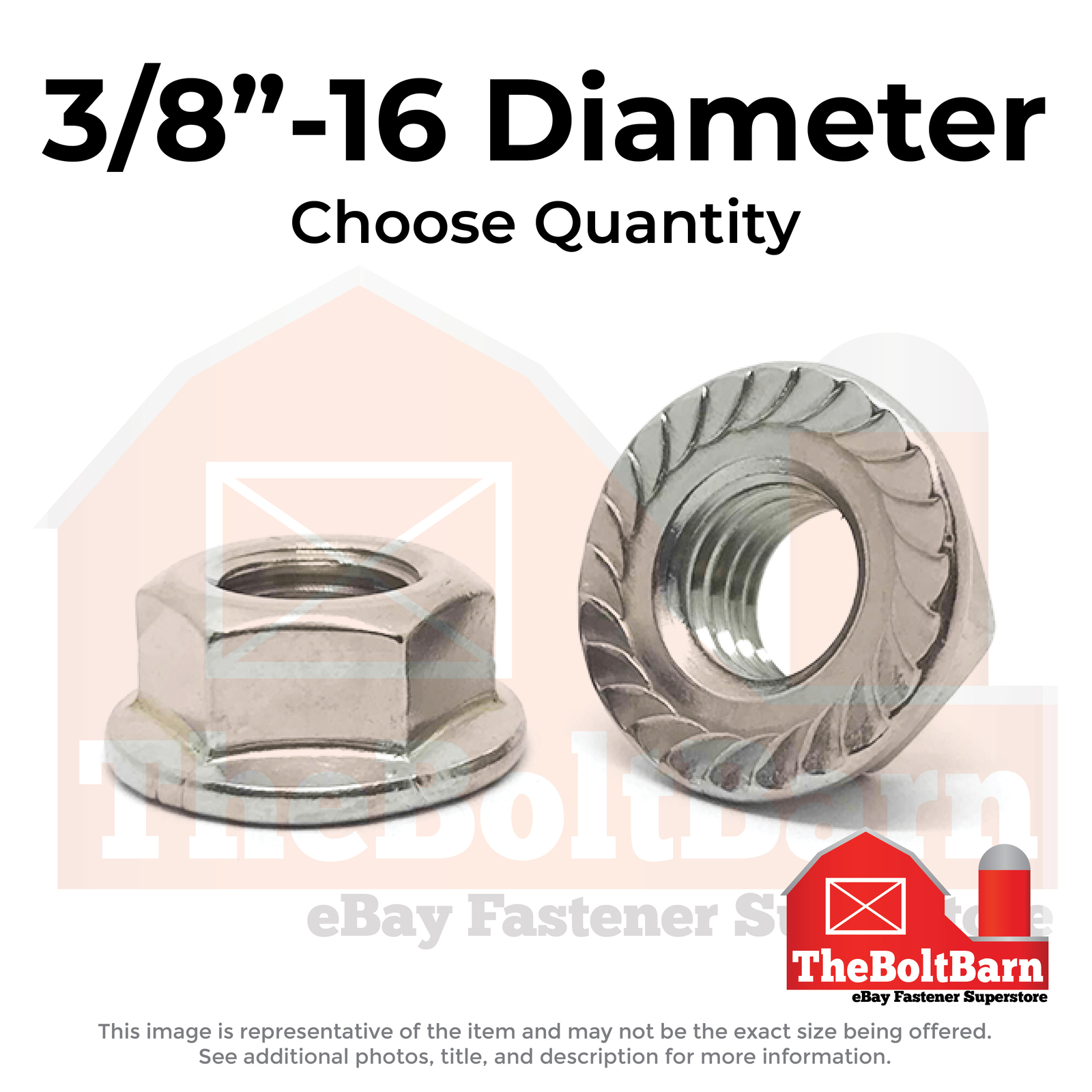 3/8″-16 Stainless Serrated Hex Flange Lock Nuts (Choose Qty)