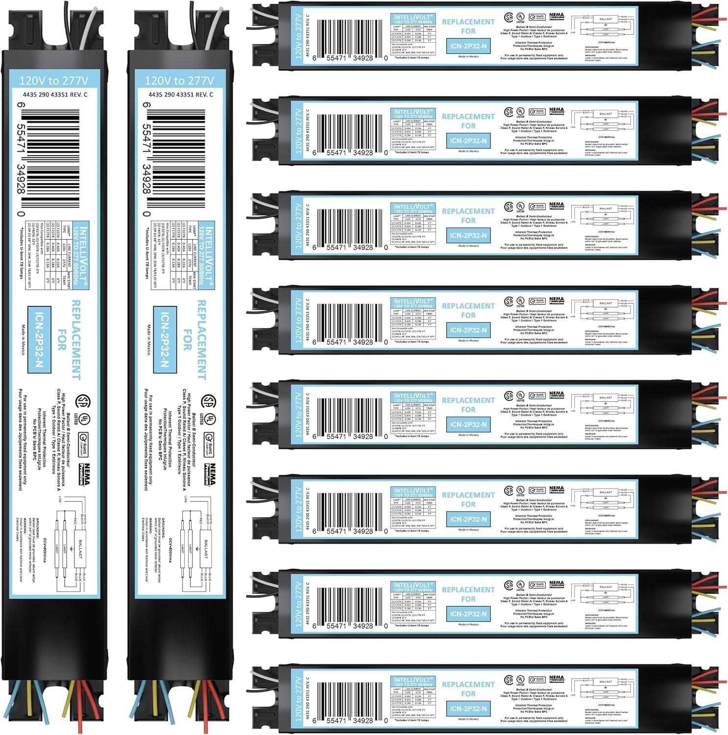 10 Pack – Replacement for ICN-2P32-SC 1 & 2 Lamp T8 Fluorescent Electronic Balla