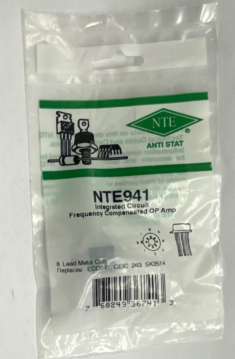 NTE941 Frequency Compensated Operational amplifier package 8 lead metal can