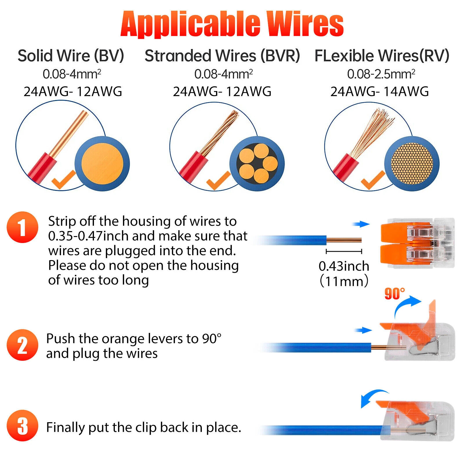 90Pcs For Wago 221 Lever Nuts Compact Splicing Wire Connectors – 2/3/5 Terminal