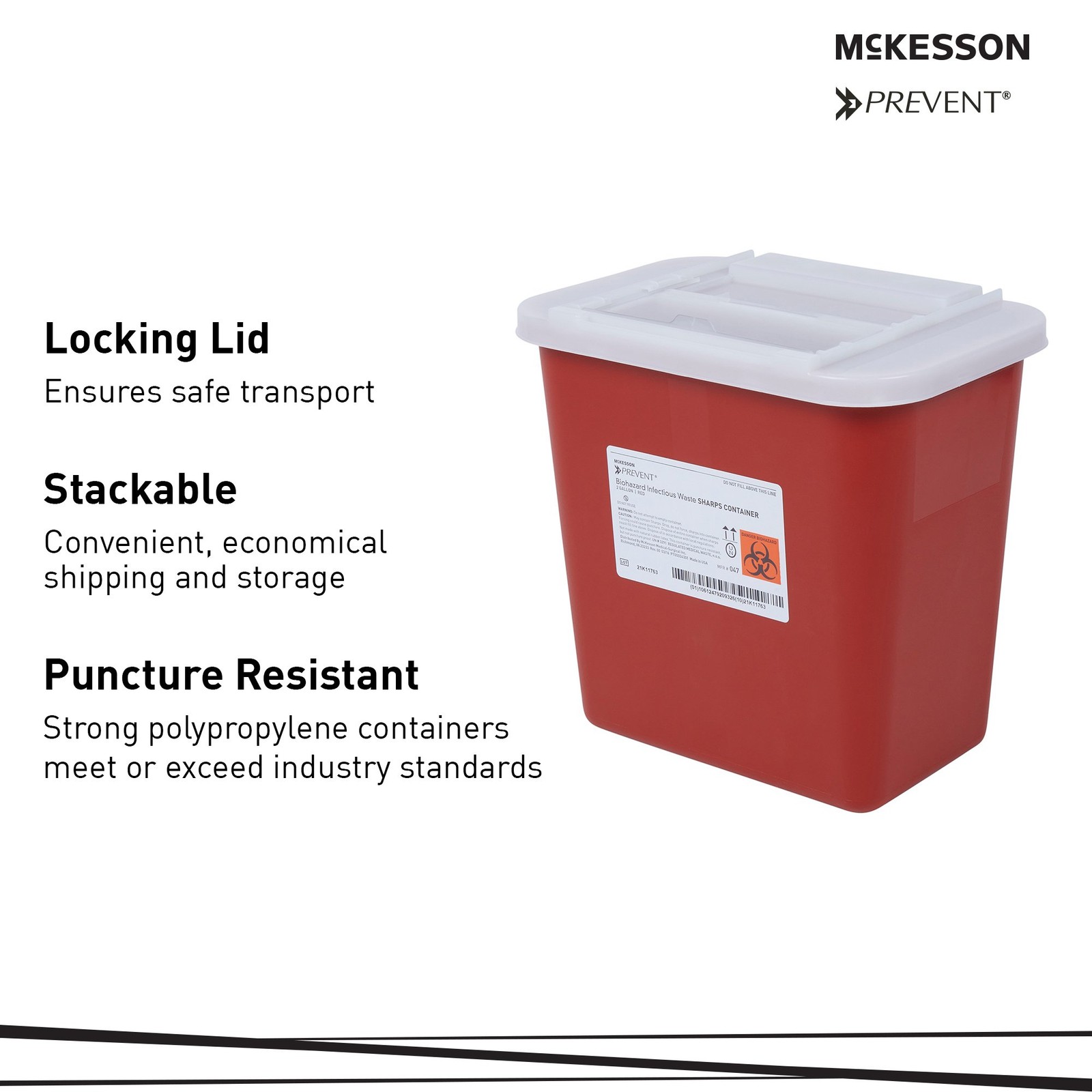 McKesson Prevent Sharps Container 2 gal. Horizontal Entry