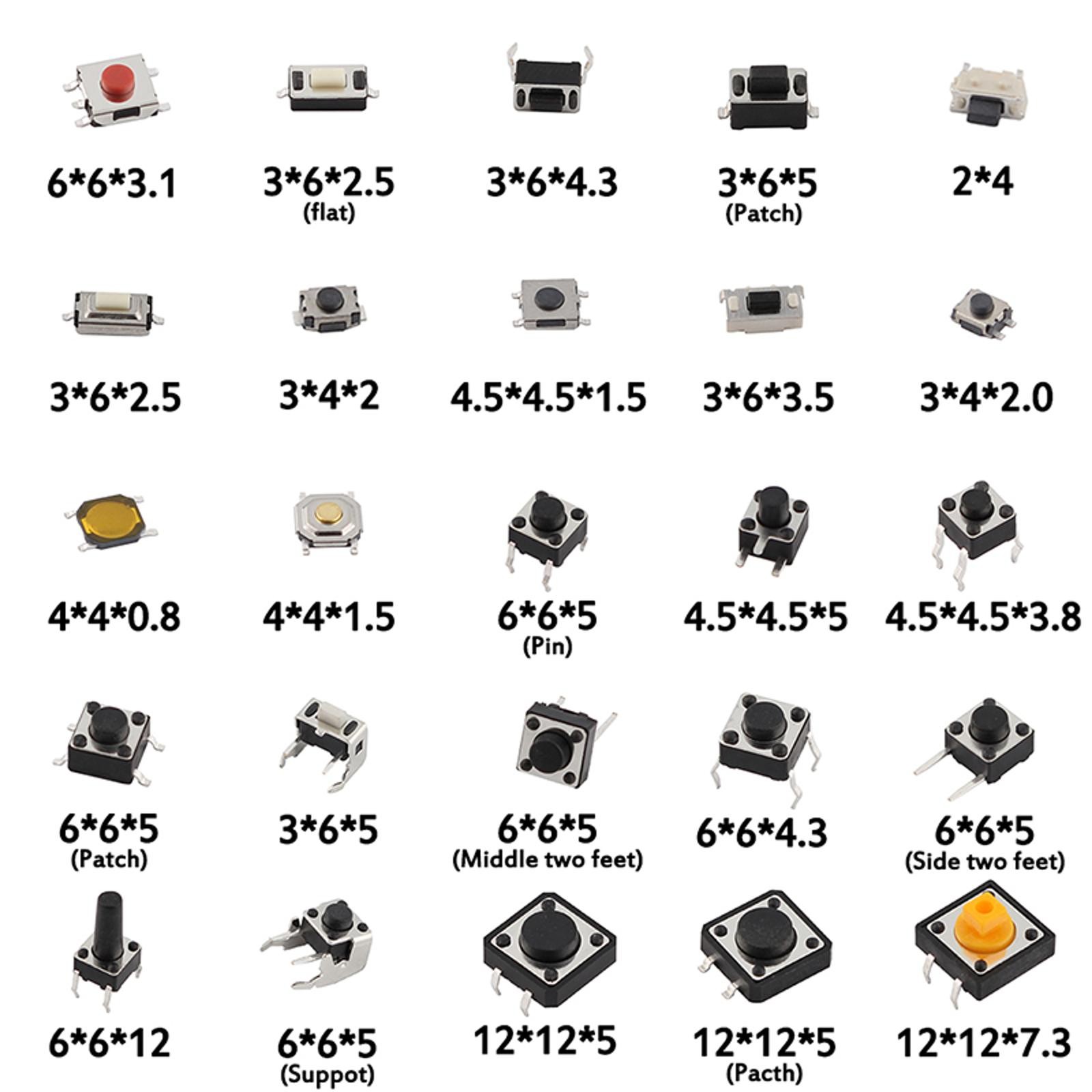 Practical Assorted Kits Micro Switch Push Tact Button ON/OFF Touch Button Switch