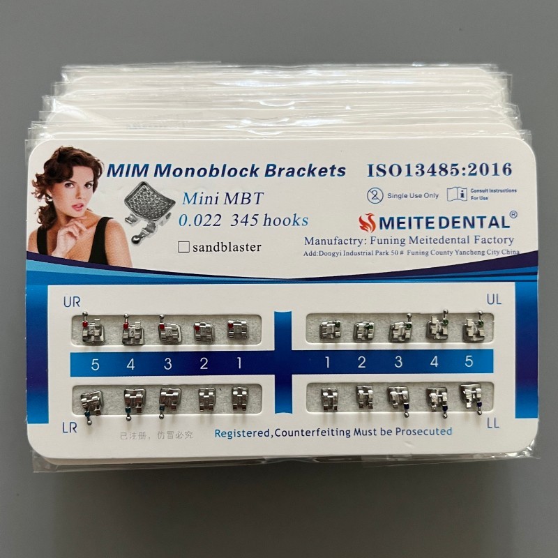 20 Sets Dental Metal Brackets MIM Monoblock Mini MBT 022 345 hooks Mesh Base