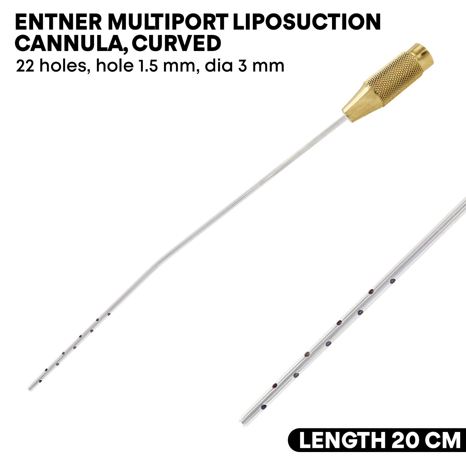 Liposuction Cannulas 22 Holes Hole 1.5 mm Curved 20cm Cosmetic Surgery Tool