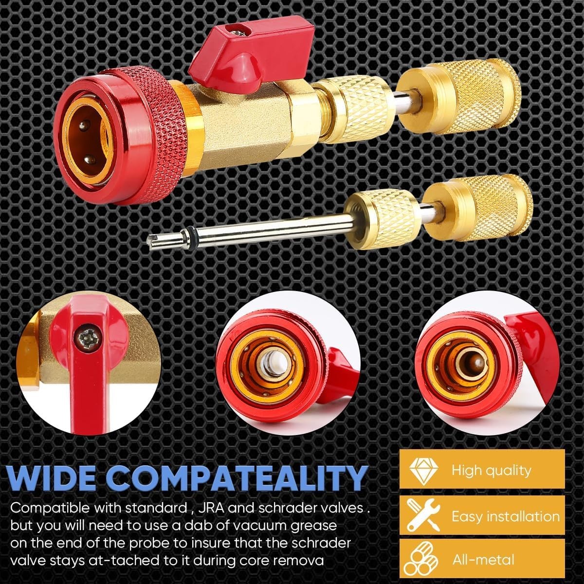 R134a R1234yf R22 Valve Core Remover Installer Tool Kit for AC Valve Core Remova