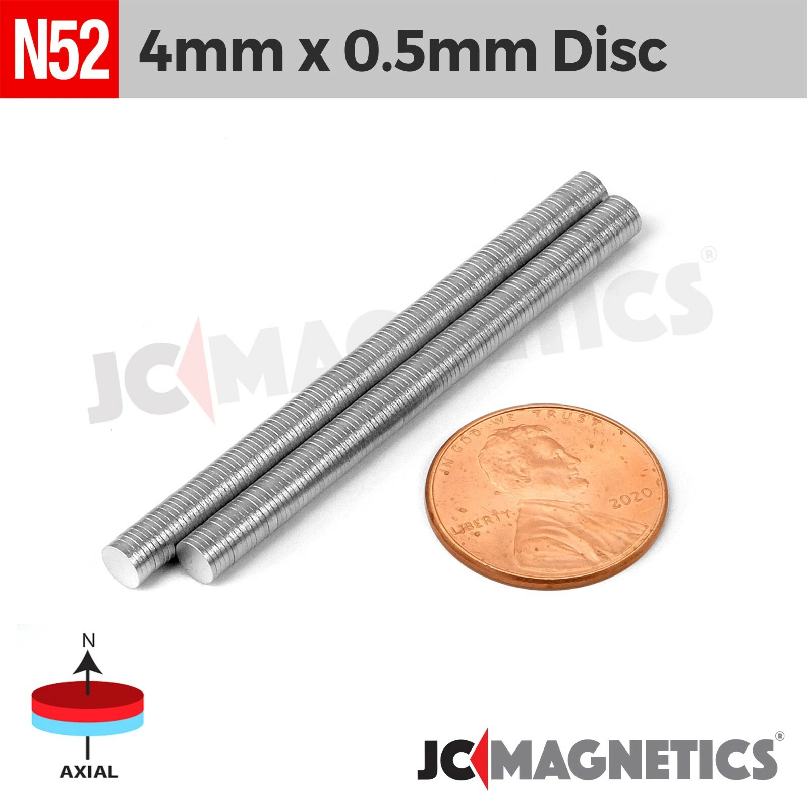 4mm x 0.5mm 5/32″x1/64″ N52 Rare Earth Neodymium Small Thin Magnet Disc 4×0.5mm