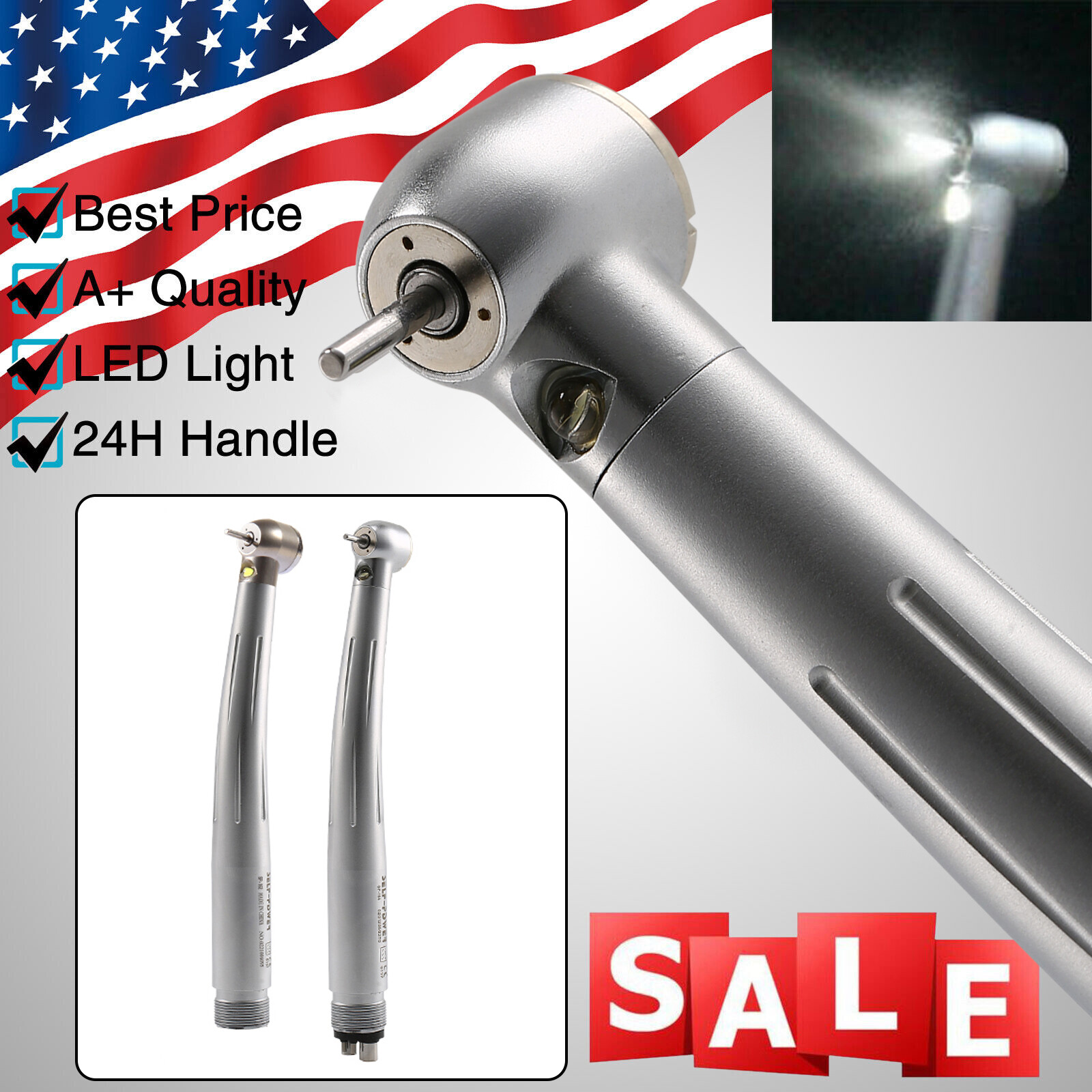 Dental LED E-generator Fiber Optic High Speed Handpiece 2Holes 4Holes PDM PDB