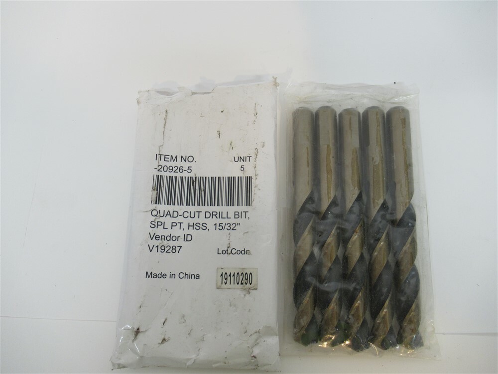 20926-5 , 15/32″ HSS Quad-Cut Maintenance Length Drill Bit (PK 5)