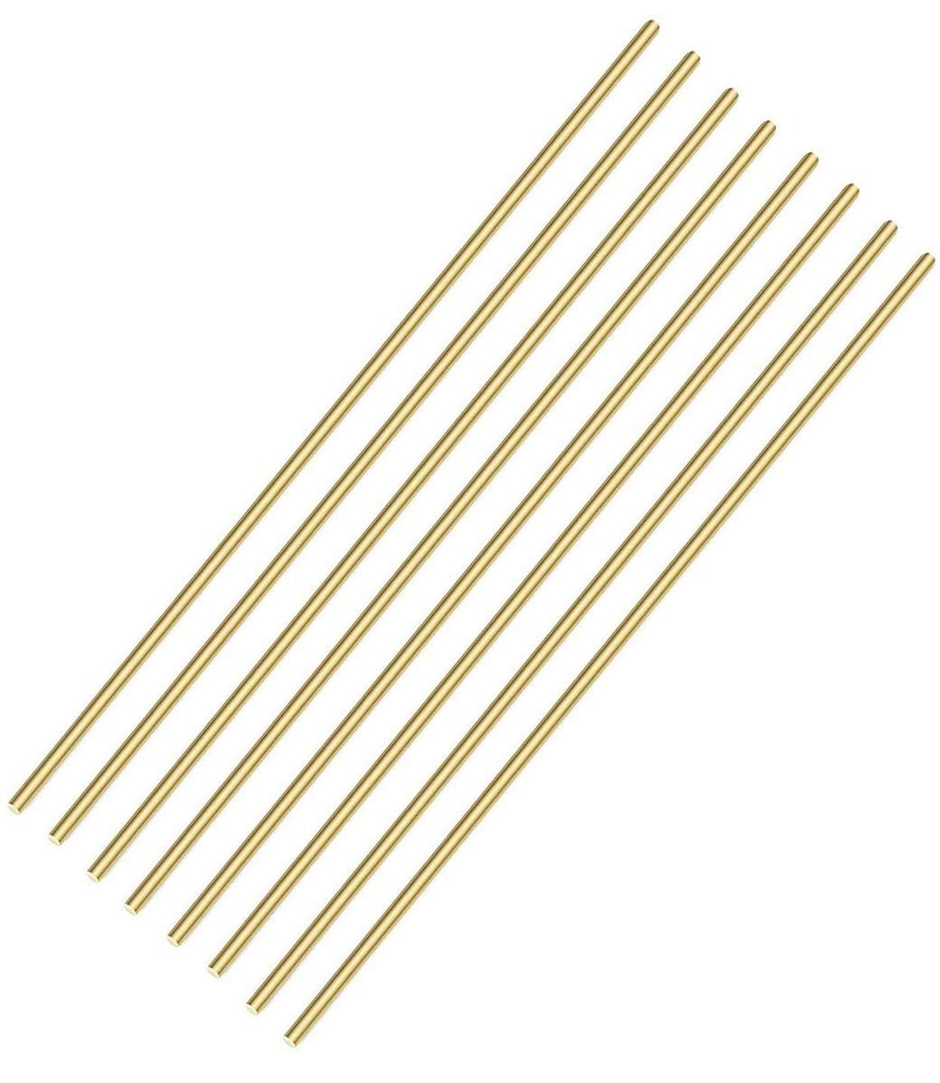 1/8 Inch Brass Round Rod, 8Pcs Solid x 12 Inches(8 PCS), Golden