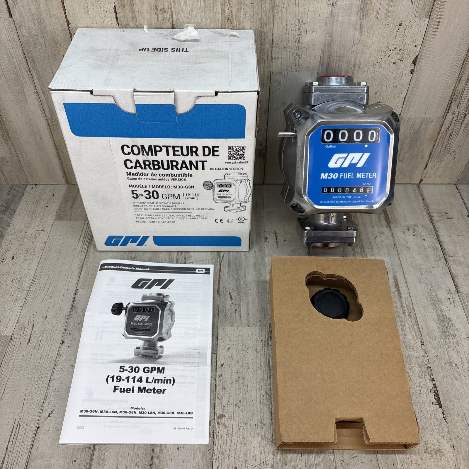 GPI M30-G8N Mechanical Fuel Meter 165100-01 5-30 GPM 1” NPT Open Box