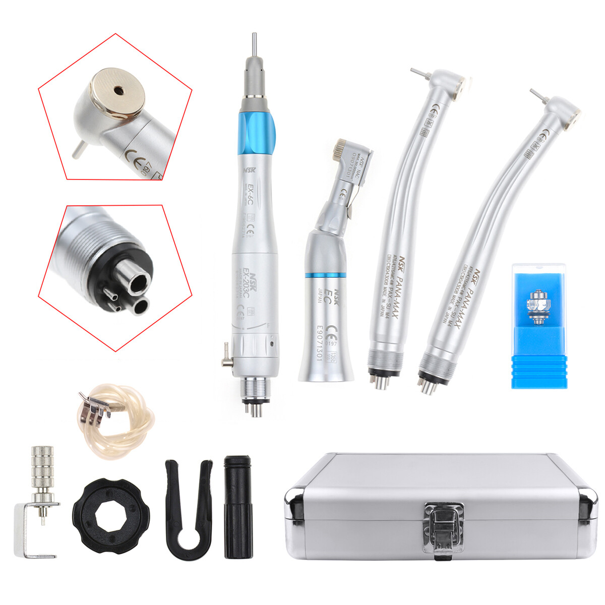 4H NSK Style Dental High Low Speed Handpiece Kit Wrench Type with Aluminum Box