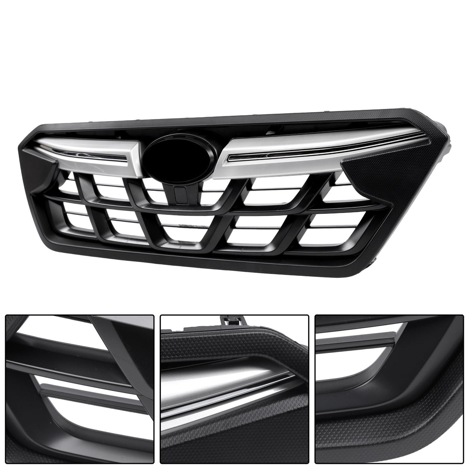 Replacement Upper Grille Silver Chrome Trim for 2021 2022 2023 Front Bumper