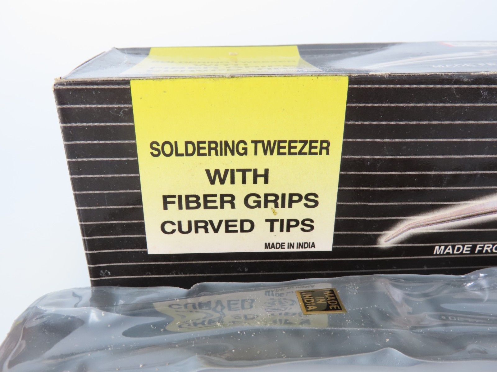 New Stainless Steel Soldering Tweezers Fiber Grip Curved Tips Pouch Pack 12 Pack