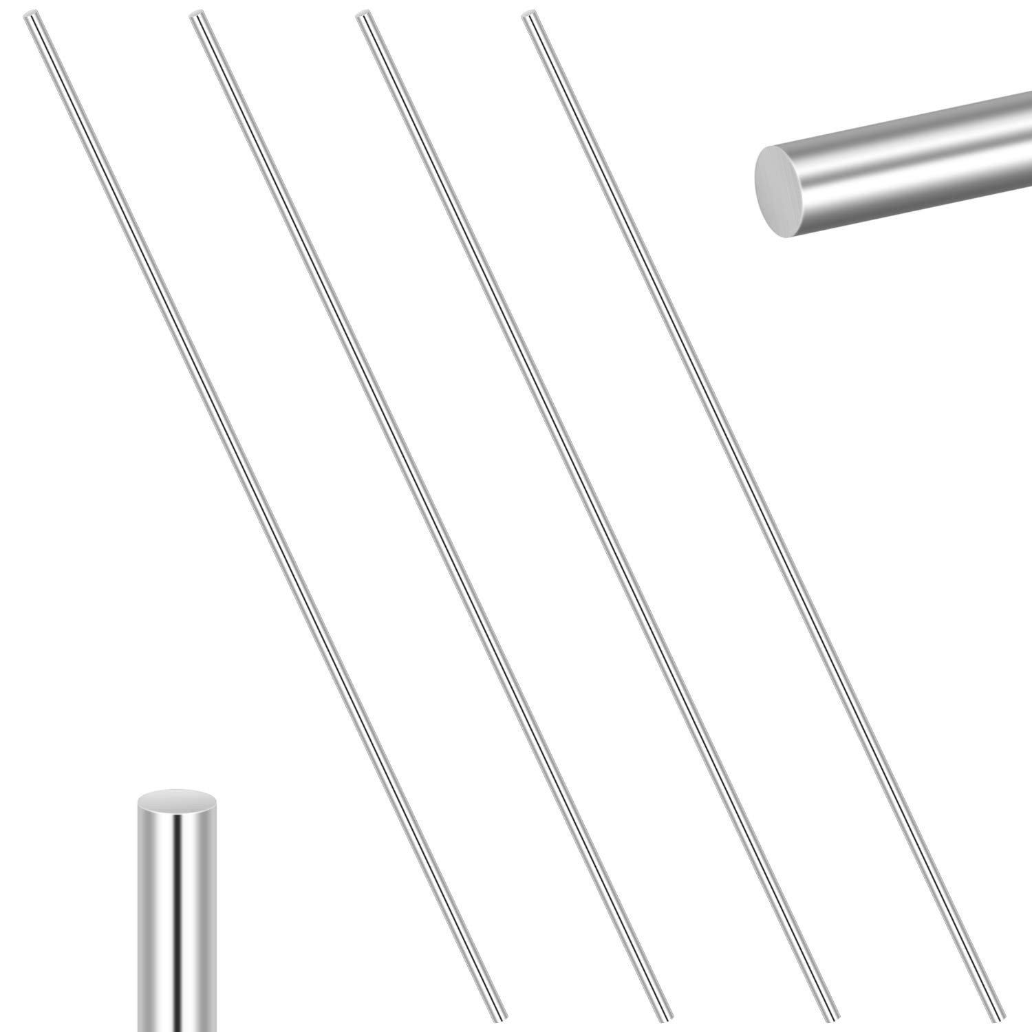 Favordrory 4 Pieces 304 Stainless Steel 5mm x 356mm 5mmx356mm（4 PCS）, Silver