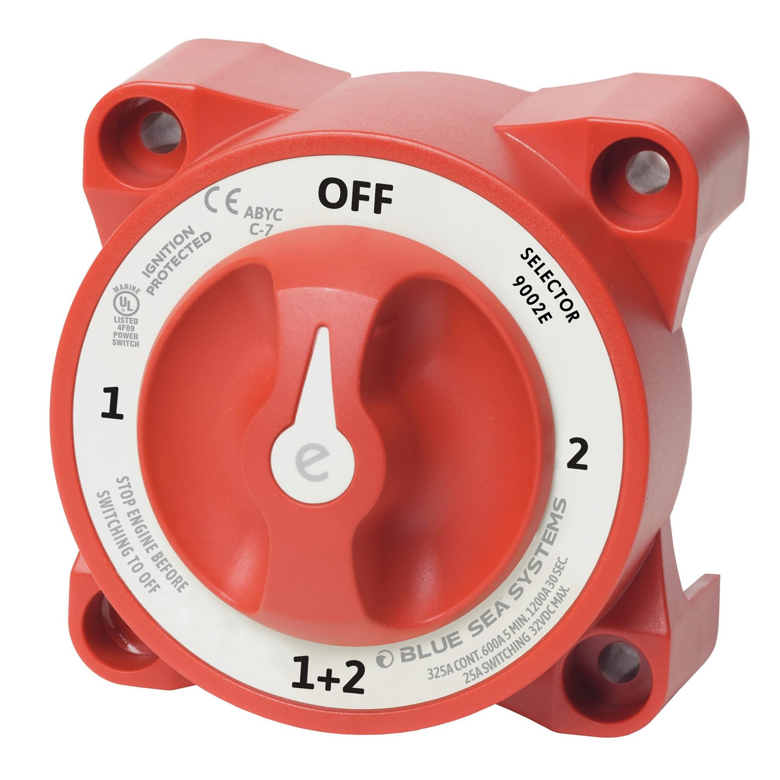 Blue Sea Systems 9002E e-Series Battery Switch, Selector 4 Position with AFD, 32