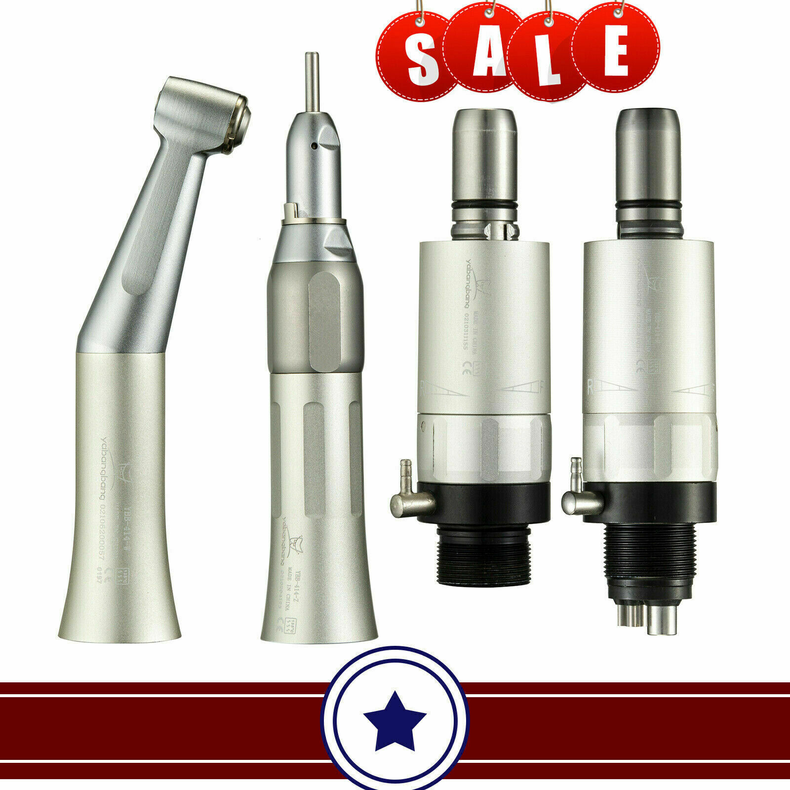 FG1.60mm/CA2.35mm Dental Slow Speed Contra Angle Handpiece Straight 2H/4H F2